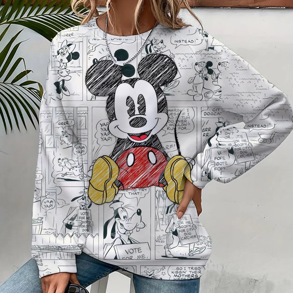 Disney Women Hoodies and Sweatshirts Mickey Mouse Fall Spring Sweatshirts Fall Spring Harajuku Long Sleeve Hoodie Clothes