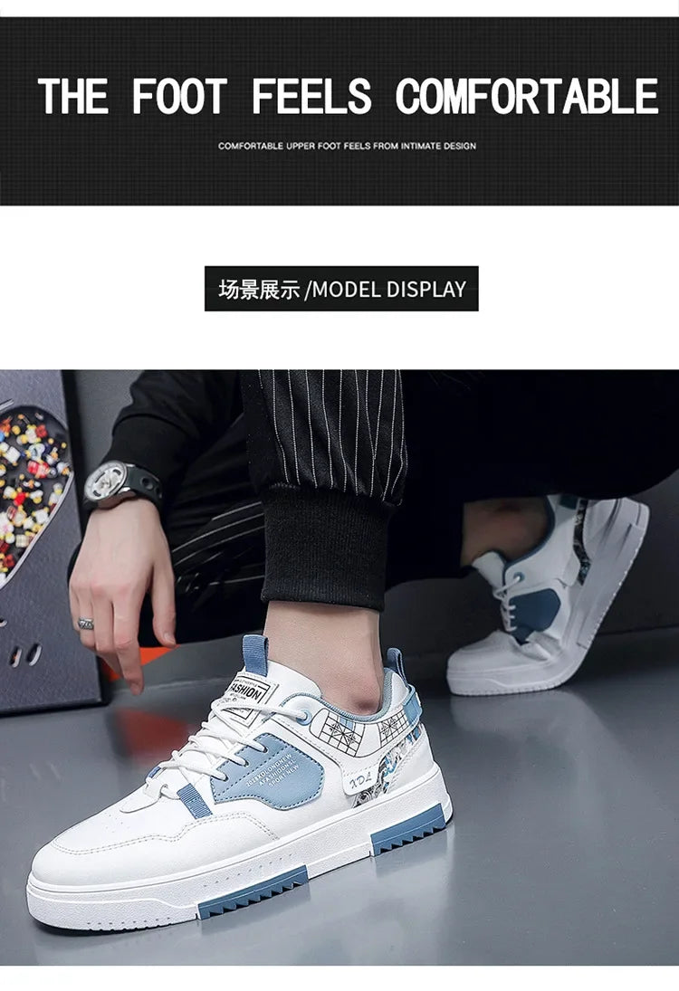 Men's shoes 2024 summer new breathable white shoes men's trendy and versatile thick soled sports board shoes trendy shoes