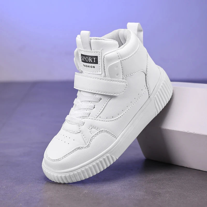 New High Top Childrens Boy Sneakers Outdoor Running Basketball Kids Sports Shoes Non-slip Luxury Pu Leather Boys Sports Shoes