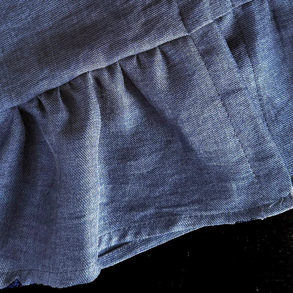 Bear Leader Korean Version Kids Clothes Girls Blue Imitation Denim Suit Summer New Sleeveless Top+Wide Leg Pants Two-piece Set