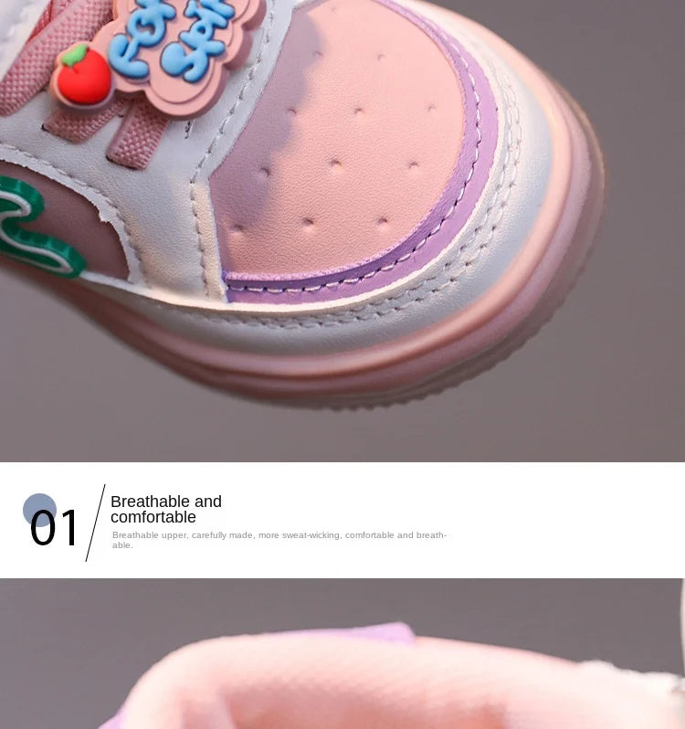 Light Up Sports Shoes for Young Children Fashion Leather Luminous Kids Sneakers Baby Toddler Shoes New Girls Boys Board Footwear