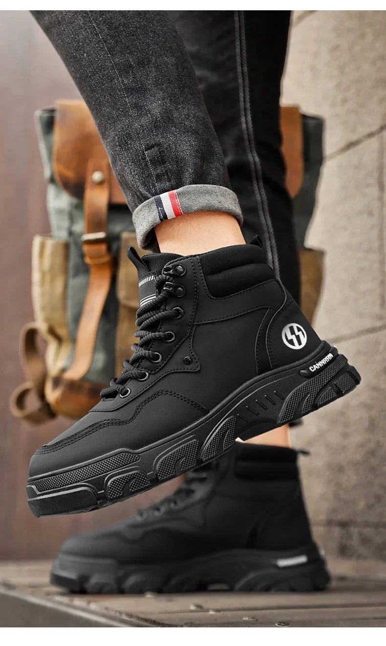 2025 autumn new breathable work boots for men, anti slip, wear-resistant, safety shoes, casual and comfortable sports shoes