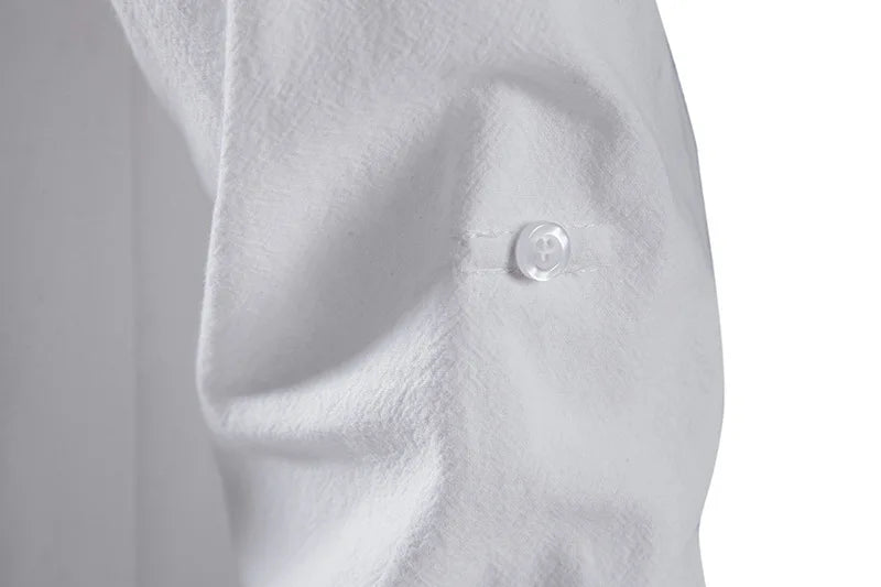 Men Cotton Linen Lace Up Long Sleeve Solid Blouse Shirts Summer Male Solid Loose Pullover Blouse Tops ARJ-A1776