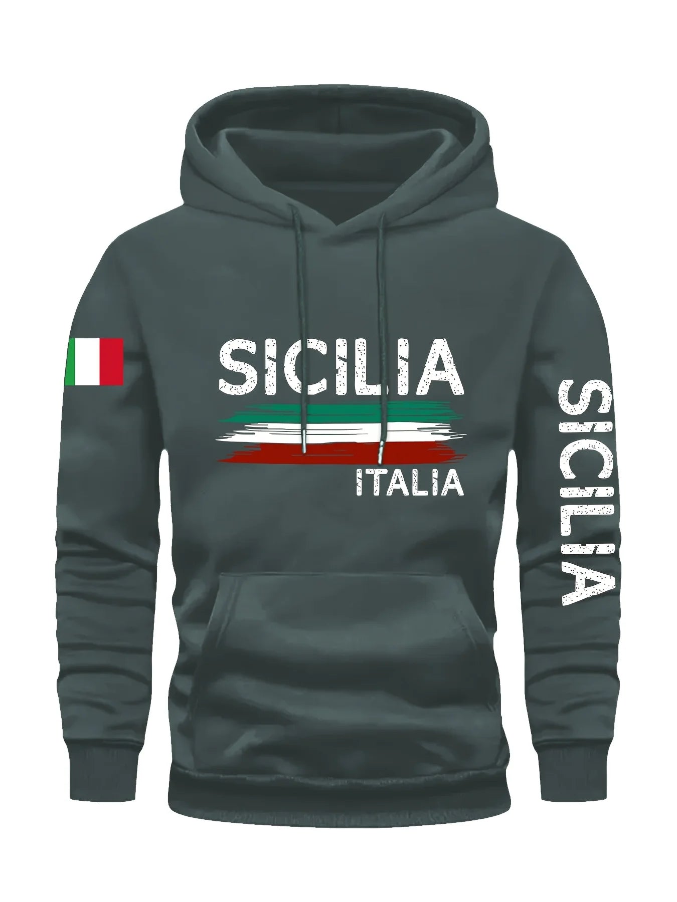 Hoodie Casual Pullover Pocket Geometric Pattern Knit Fabric Slight Stretch Regular Fit Hooded Collar Fashion Sports Sweatshirt