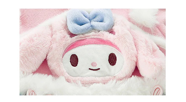 Anime My Melody Lolita Princess Dress Girl Bow Decoration Party Dress Ruffled Tutu Skirt Fleece-Lined Layered Dress Ball Gown