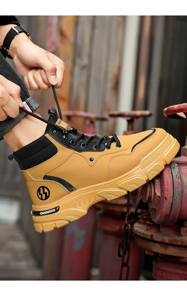 2025 autumn new breathable work boots for men, anti slip, wear-resistant, safety shoes, casual and comfortable sports shoes