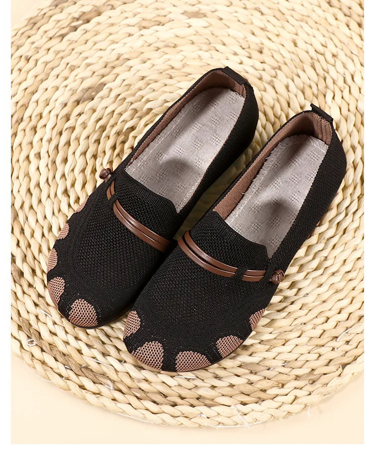 Women's shoes 2025 spring/summer new style shallow mouth flat bottom mother's shoes breathable mesh shoes comfortable loafers