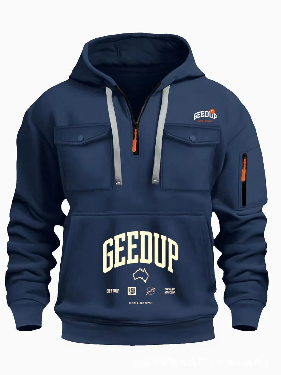 Men's Fashion Hoodie 2025 Spring Autumn Casual Sporty Style Trendy Embossed Design with Pocket Versatile Hooded Sweatshirt