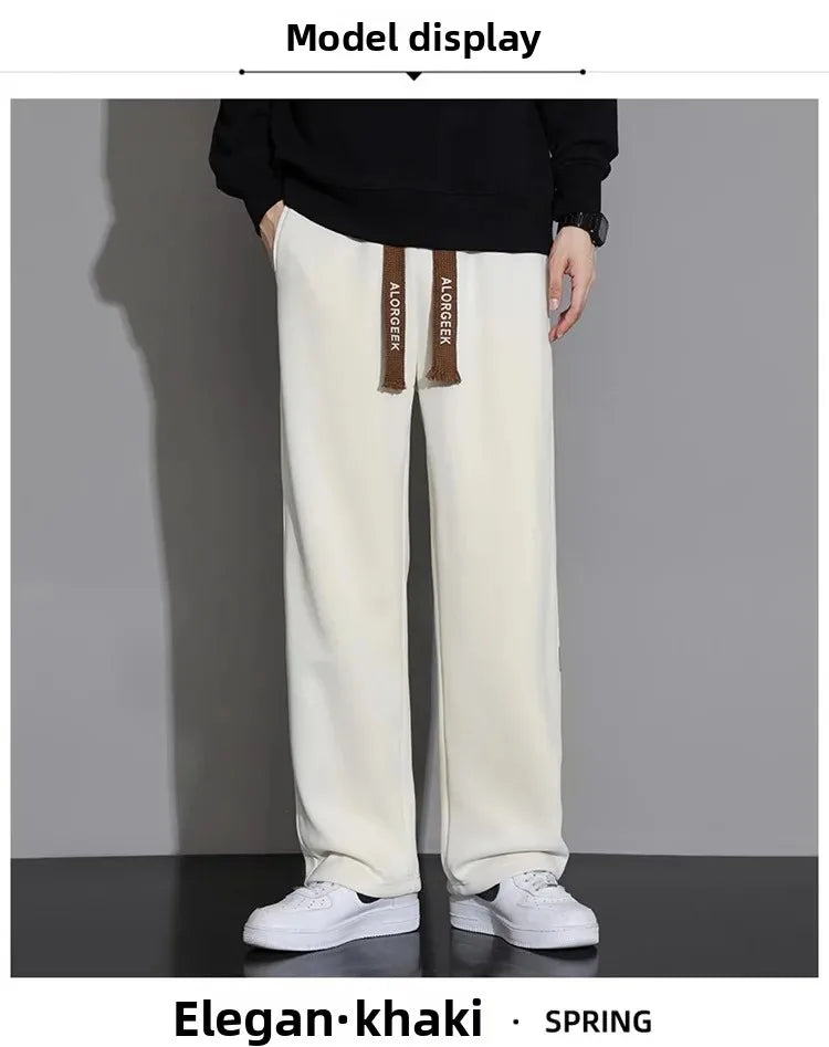 Men's Casual Pants, Men's Spring and Autumn New Style, Hanging Solid Color Sports Pants, Men Loose Straight Leg Wide Leg Pants