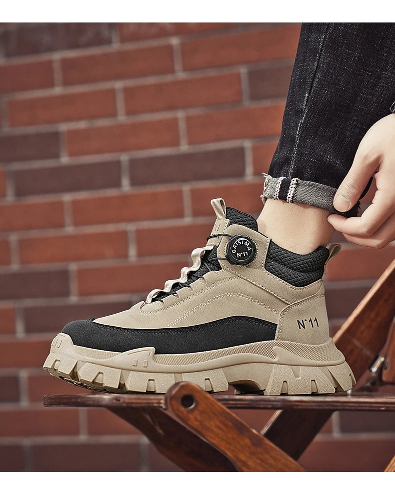 Men's Short Boots 2024 Winter New Thick Soled Work Casual Shoes Waterproof Non-Slip Sneakers Male Tenis Shoes Outdoor Boots Men