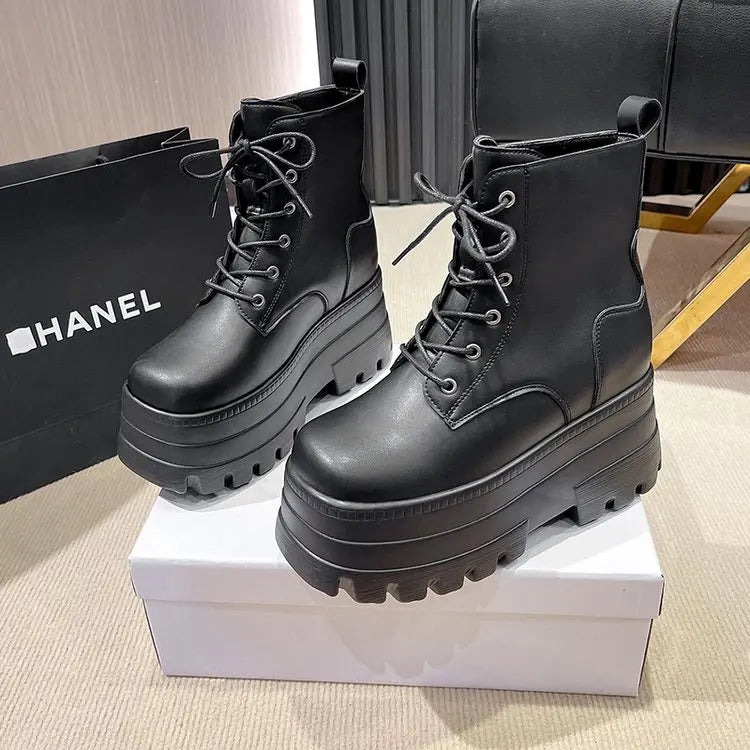 Women Short Boots Fashion thick Bottom Casual Ankle Boots Spring Autumn Woman Platform Shoes Plus Size High Heels Botines