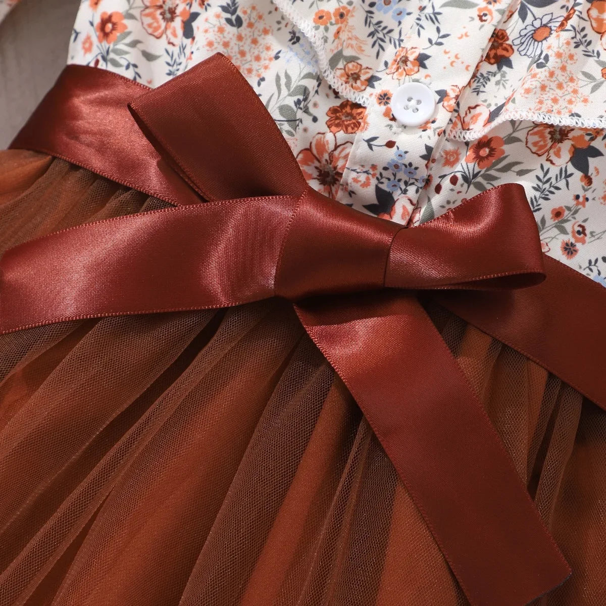 New Kids Girls Dress Long Sleeve Spring Autumn Gauze Belt Children Dress Casual Soft Ventilate Cute Comfort Girls Clothing 2-7Y