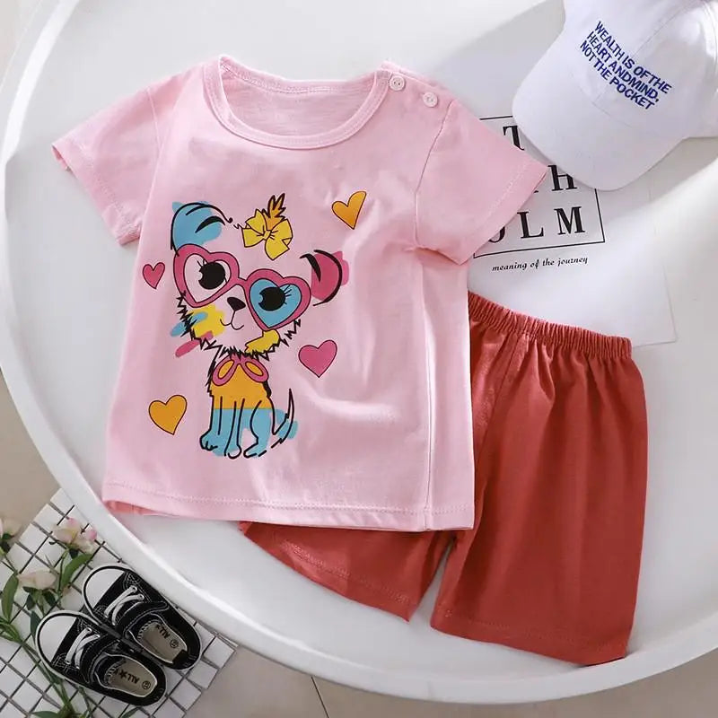 2022 New Summer Infants Clothes Short Sleeve T-shirt+shorts 2-piece For Baby Boys Girls Kids Outfit Children's Clothing Sets