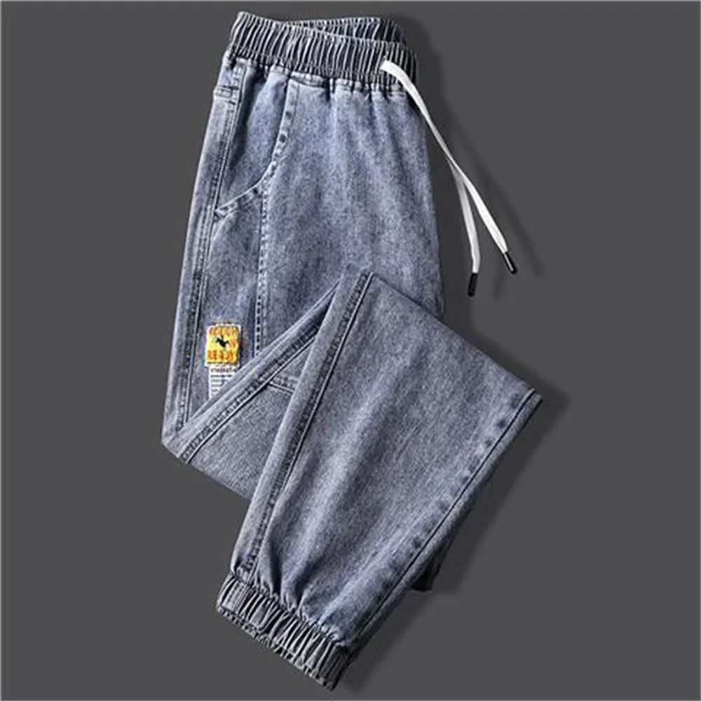 2023New Men's jeans Winter Fleece Jeans Thick Warm Denim Pants Men Streetwear Black Joggers Harem Jean Thermal Trousers