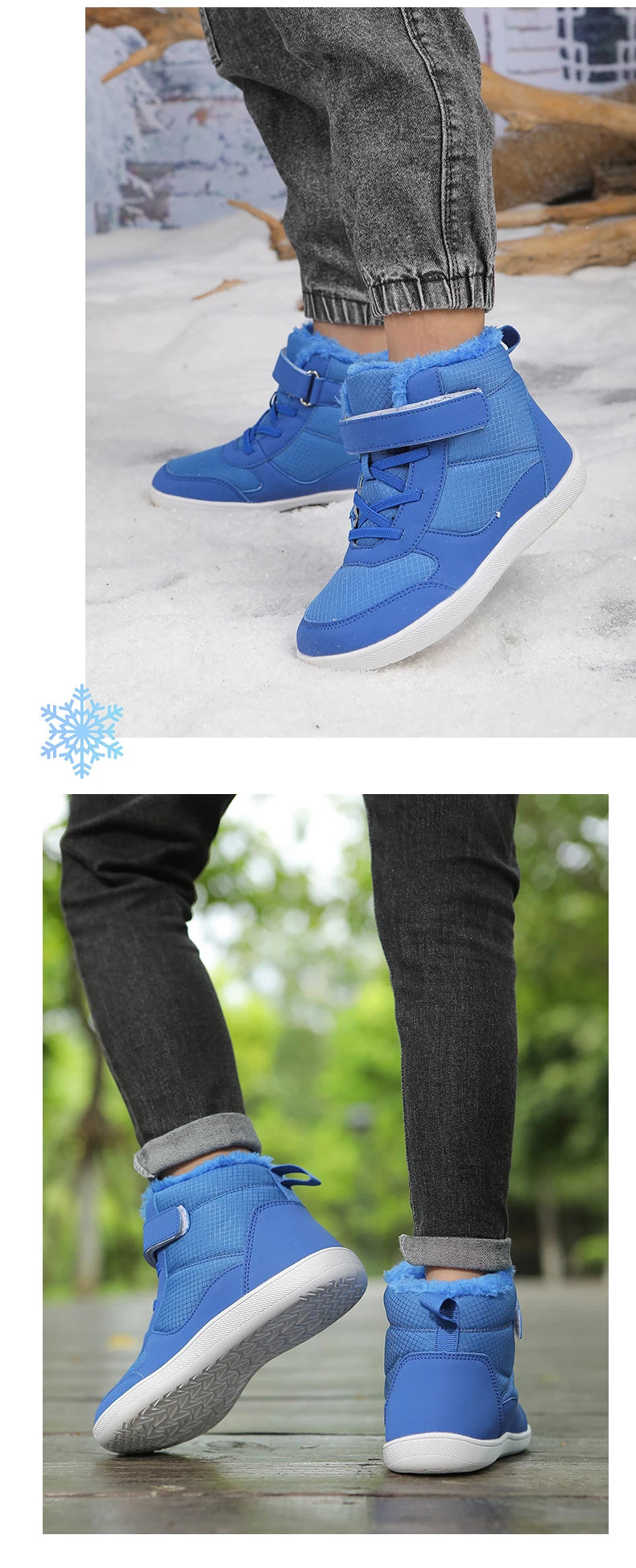 Kids Barefoot Snow Boots Winter Warm Boots for Girls Boys Outdoor Walking Non-slip Children's Shoes Girls' Boy Shoes Sneakers