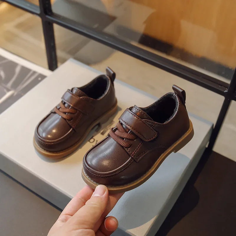 Kids Leather Shoe2023 Spring Autumn New British Leather Shoe Anti Slip Performance Shoes Boy Gril Kids Shoe Fashion Casual Shoes