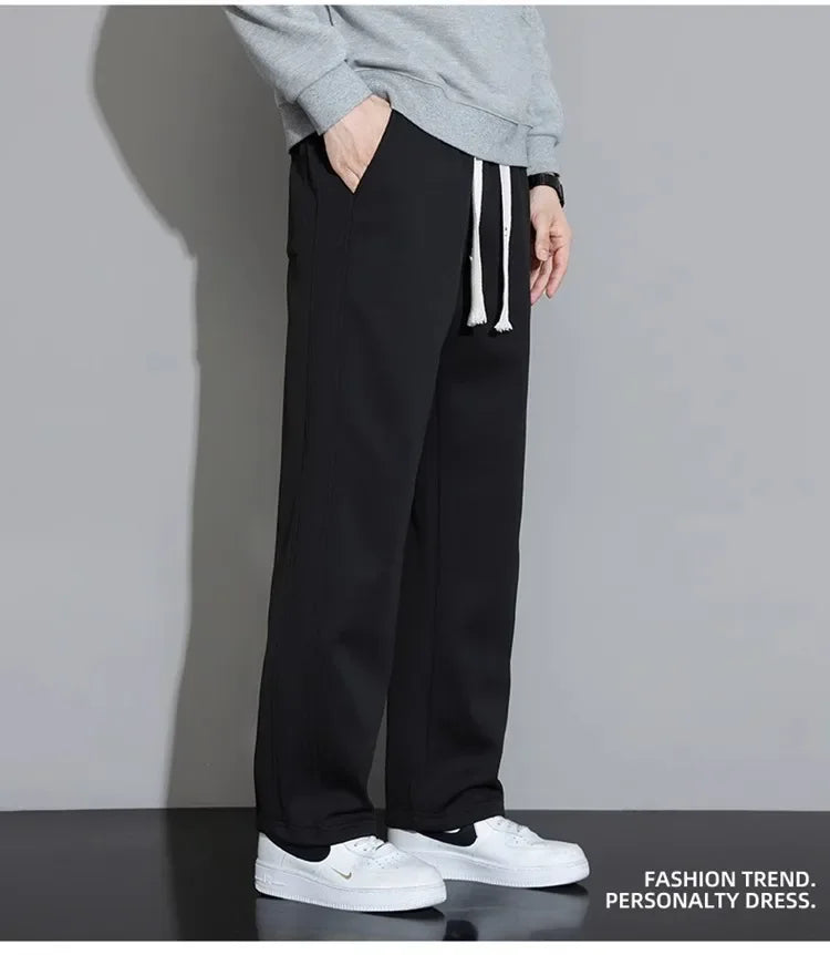 Men's Casual Pants, Men's Spring and Autumn New Style, Hanging Solid Color Sports Pants, Men Loose Straight Leg Wide Leg Pants