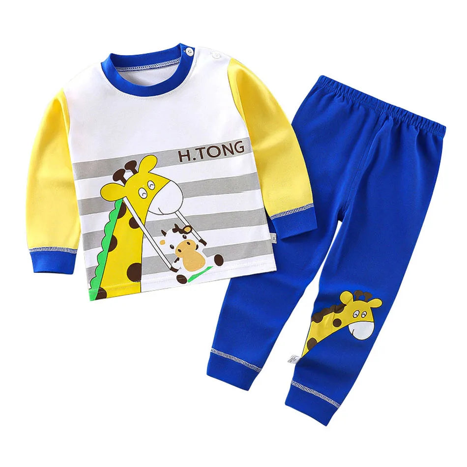 Cotton Kids Pajamas Set for Boys Girls Autumn and Winter Cartoon Sleeping Loungewear Children Night Sleepwear Home Wear Clothes