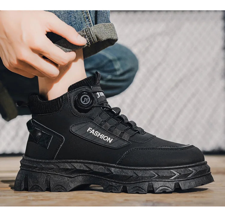 British Style Men's High Boots Fashion Outdoor Comfortable Work Boots Autumn Winter Mens Non-slip Wear-resistant Platform Boots