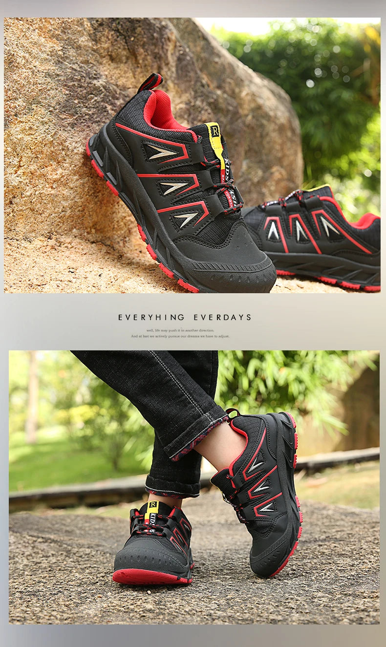 Children‘s Hiking Shoes Kids Waterproof Athletic Shoes Non-slip Boys Girls Casual Trekking Sneakers Outdoor Lace-up Tennis Shoes