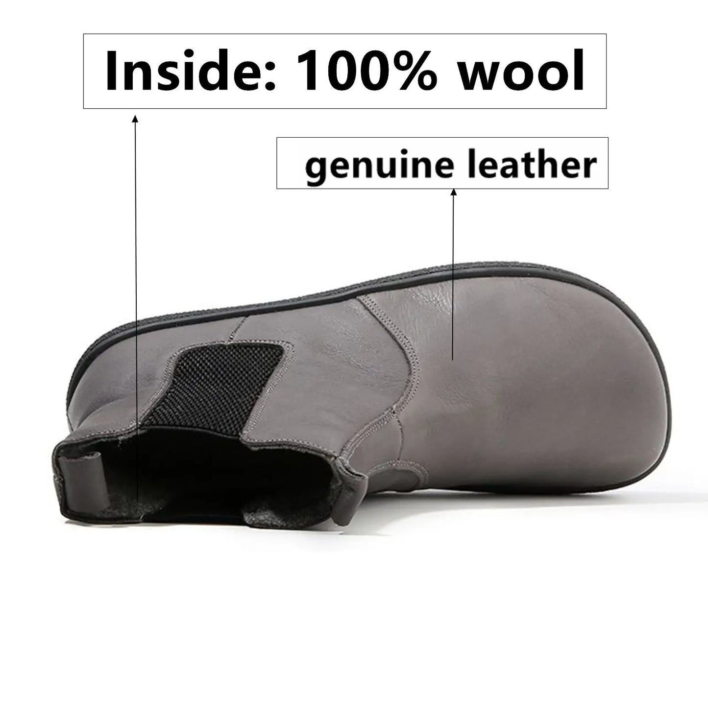 Barefoot Leather Boots With Wool Linning Inside For Women  man Zero Drop Wider Toes Box