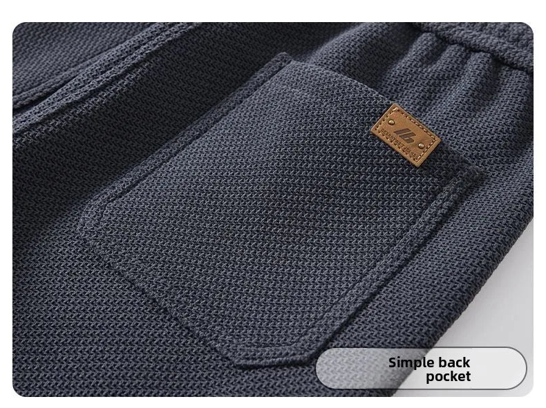 Autumn and Winter Plush Knitted Plaid Comfortable Wide Leg Straight Casual Pants Men Slacks Men's Pants Plush Slacks