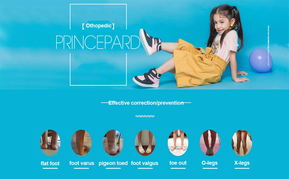 Kids Orthopedic Shoes for Boys and Girls with Arch Support Flat Feet, Black and Pink Leisure Walking Correcting Casual Sneakers