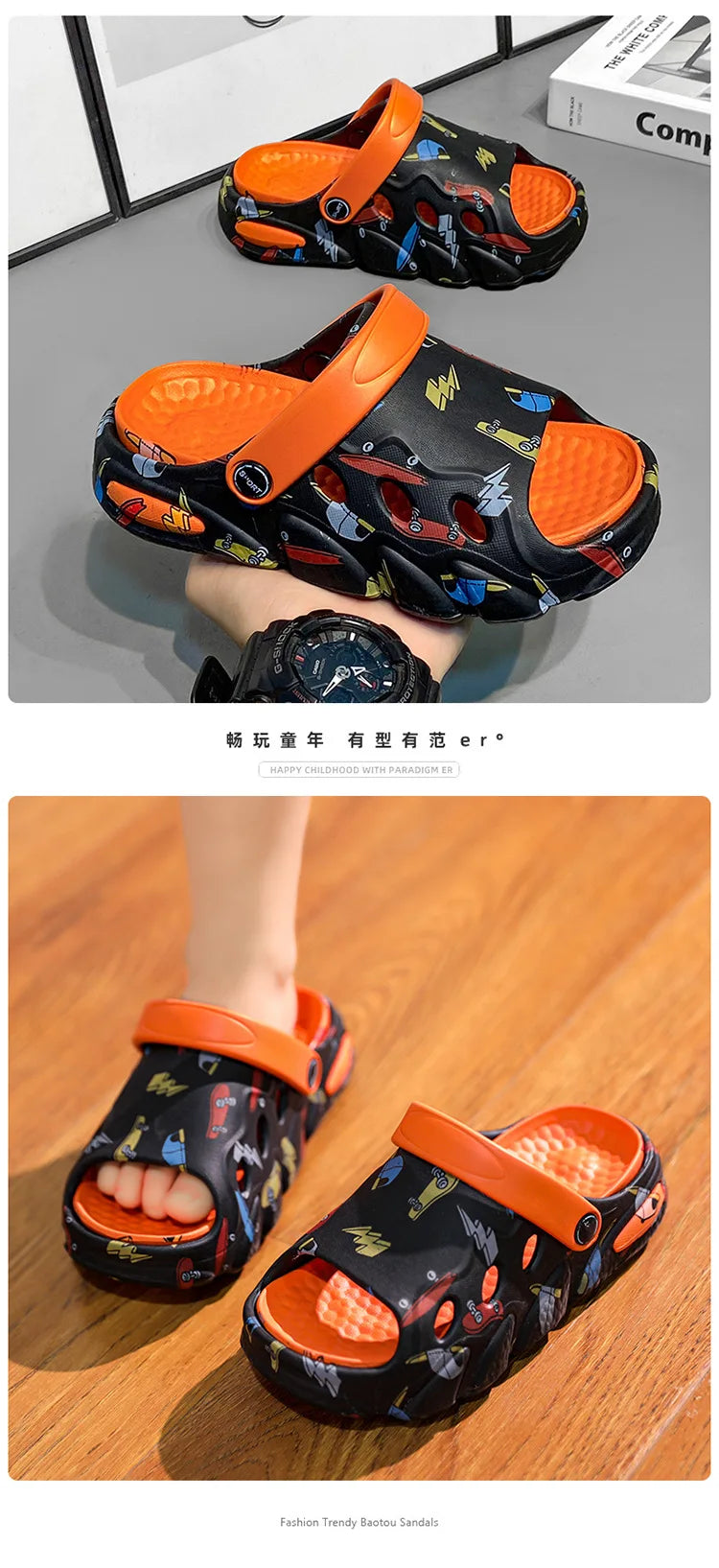 2025 Kids' Summer Sandals Non-Slip Soft Sole Chunky Slides for Boys Girls Breathable Outdoor Beach Shoes Thick Cushioned Soles