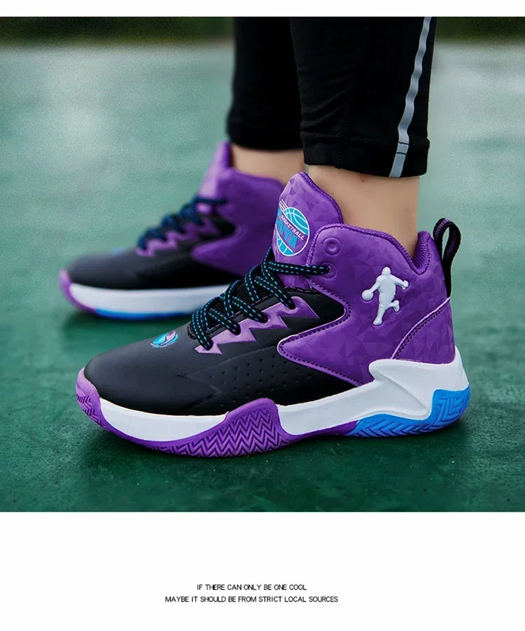 Boys Basketball Shoes High Quality Soft Top Thick Sole Non-slip Kids Sneakers Children Trainer Shoes Outdoor Boy Sport Basket