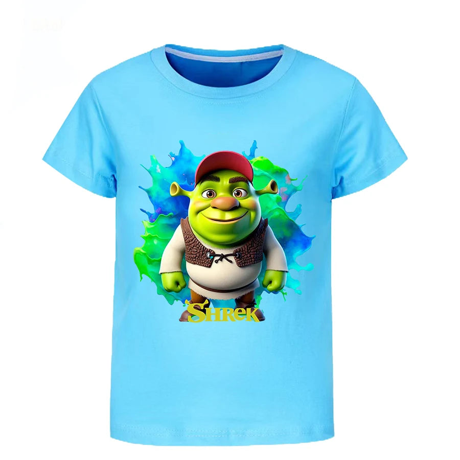 Shrek Child Tracksuit Blouse Short Sleeve Family Matching Clothes Sets for Baby Set for Children From 6 To 12 Years Old Summer
