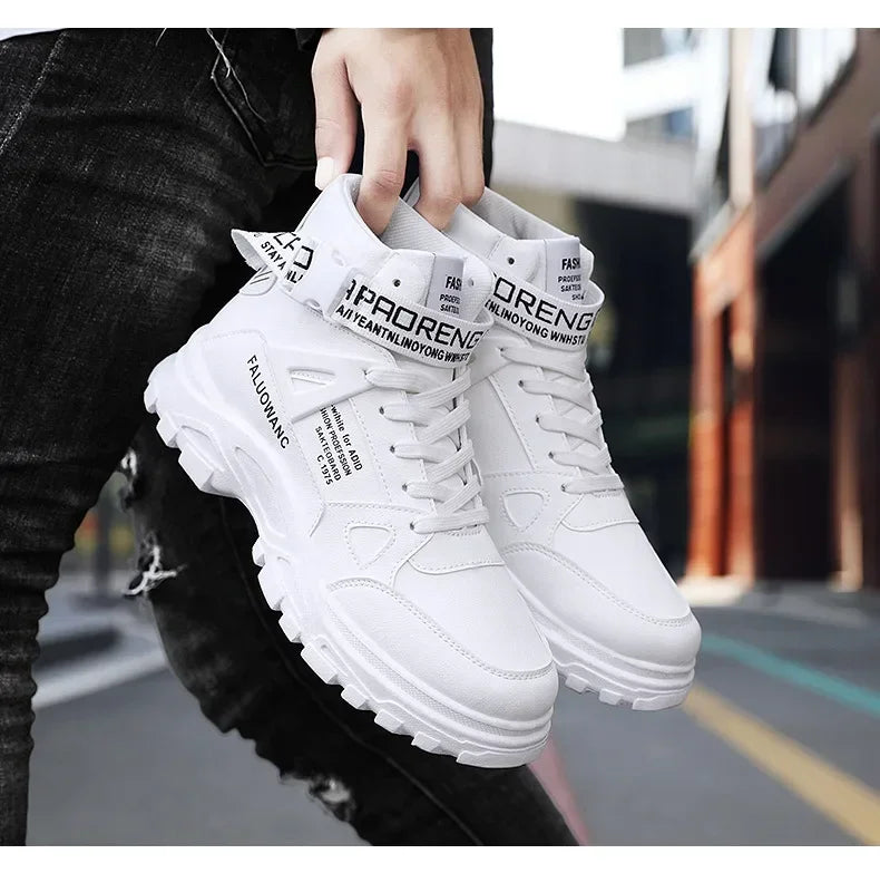 Trendy Men's Short Boots Autumn Winter Fashionable Lightweight Comfortable Anti Slip Flat Shoes Basketball Sports Casual Shoes