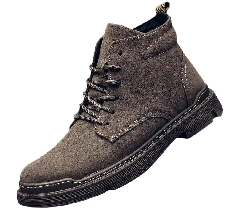 British Style Retro Men Boots High Top Platform Non-slip Wear-resistant Casual Shoes Outdoor Work Driving Boots Botas Hombre New
