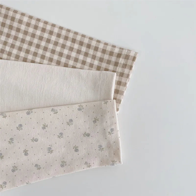 2025 Autumn New Baby Long Sleeve Cotton T Shirts Infant Plaid Floral Cute Girls Tops Kids Versatile Casual Lapel Bottoming Shirt