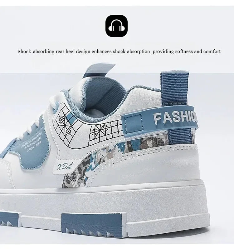 Men's shoes 2025 summer new breathable white shoes men's trendy and versatile thick soled sports board shoes trendy shoes