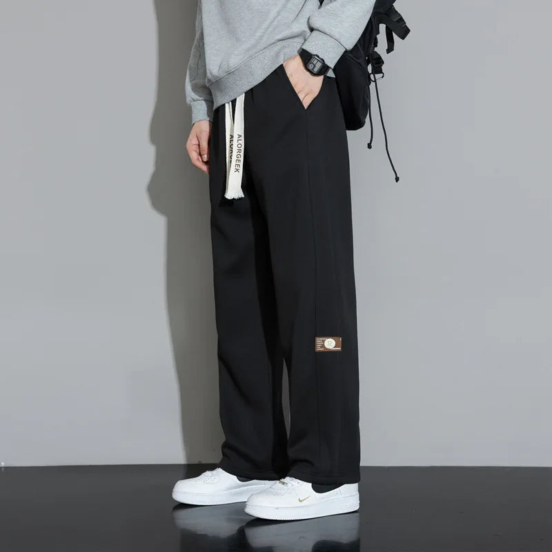 Men's Casual Pants, Men's Spring and Autumn New Style, Hanging Solid Color Sports Pants, Men Loose Straight Leg Wide Leg Pants