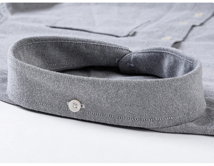 Men's Hard-wearing Comfortable 100% Cotton Long Sleeve Dress Shirt with Pocket, Spring Autumn Casual Oxford Button-Down Shirts