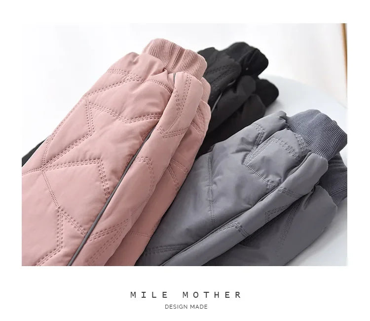 Kids Winter Thermal Pants Cotton-Padded Warm Trousers for Cold Weather Outdoor Snow Play & Comfort