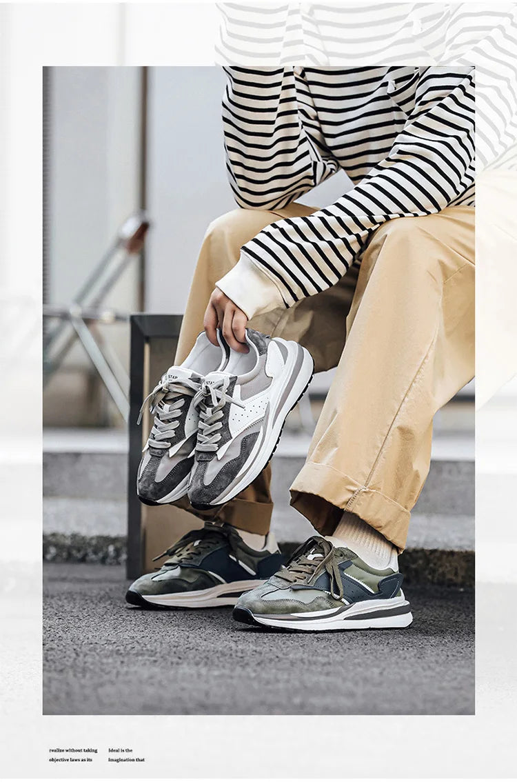 Men's Sports Shoes with Color Matching Fashionable and Versatile Soft-soled Lightweight New Lace-up Outdoor Casual Shoes