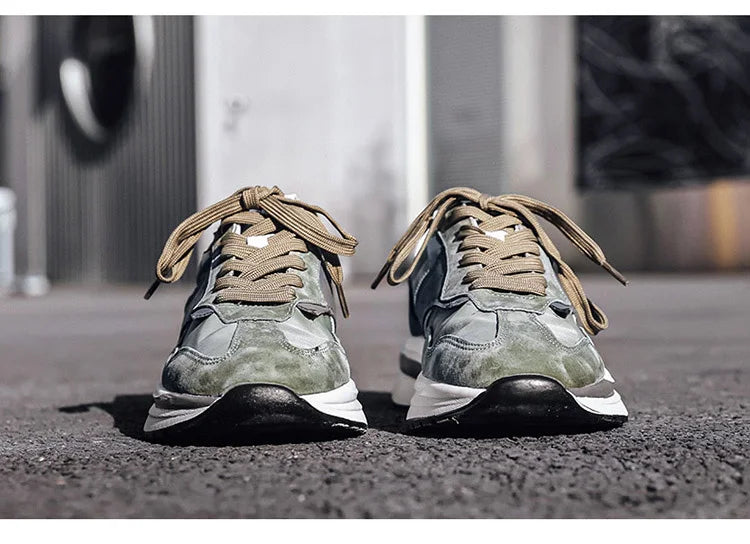 Men's Sports Shoes with Color Matching Fashionable and Versatile Soft-soled Lightweight New Lace-up Outdoor Casual Shoes