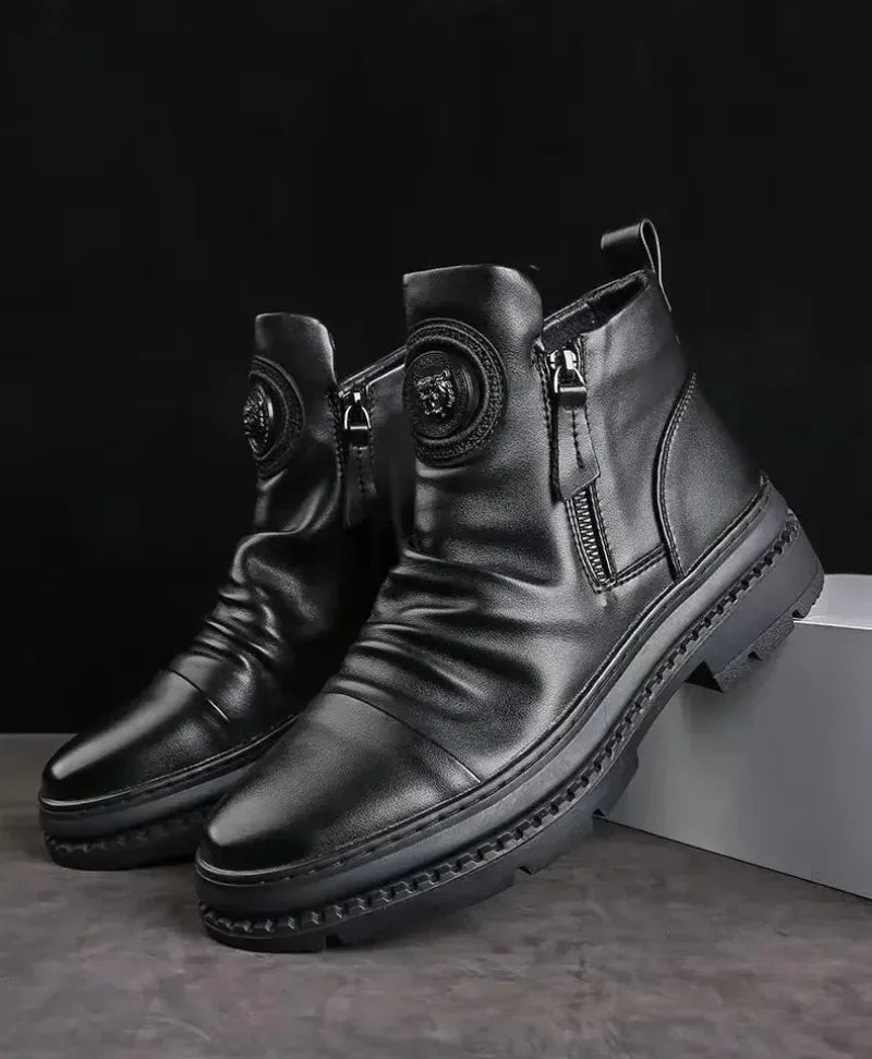 2025 New British Style Men's Short Boots Chelsea Boots for Men Business Men Dress Shoes Casual High-top Boot Men Platform Boots