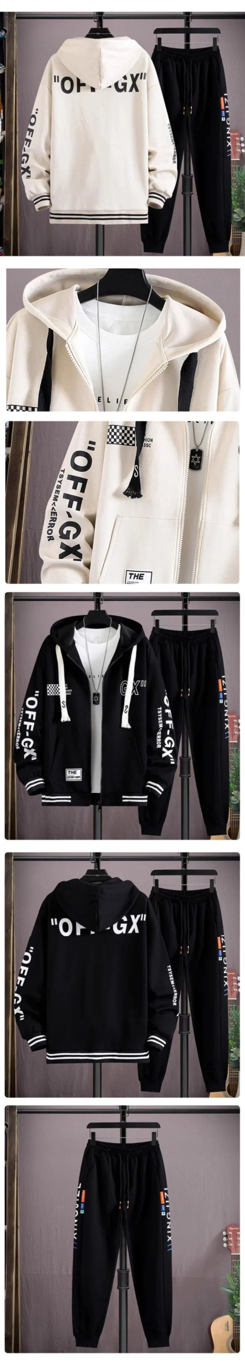 Hoodie Men's Set Spring and Autumn Two-piece Set Trendy Loose Clothing Hooded Jacket Cardigan
