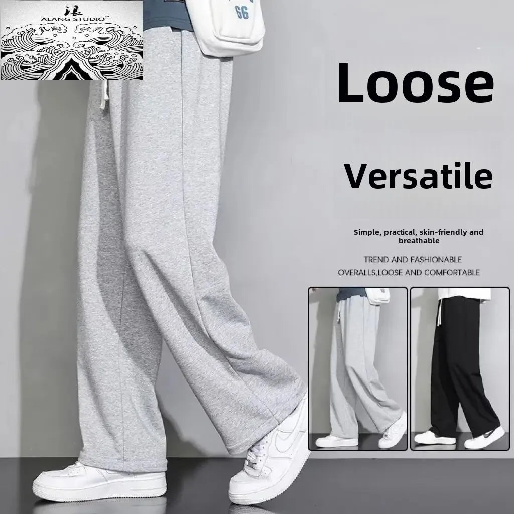 Men's Loose Fit Straight Leg Sweatpants Casual Plus Size Cotton Pants For Autumn Winter Spring Summer Lightweight