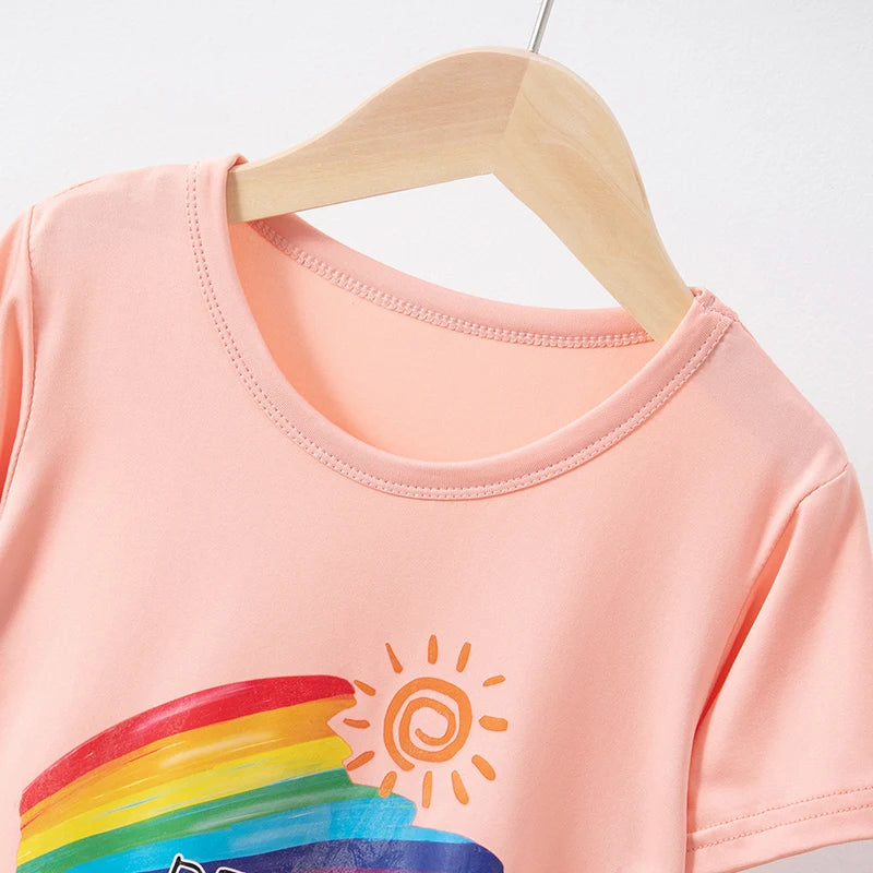 2-piece Summer Children's Shorts Short Sleeve Suit Girl Sweet And Lovely Pink Rabbit Coat Boy Handsome Bear Joker Home Clothes