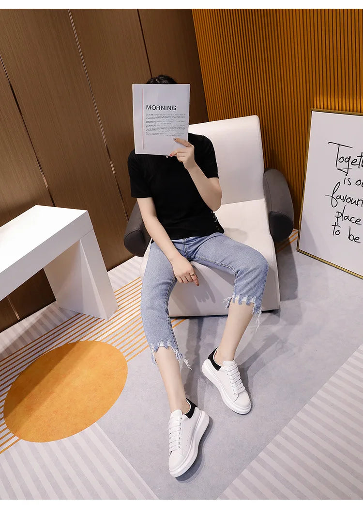 2024 Classic Leisure Sports Sneakers Height Increasing Lovers With Men's and Women's Thick Bottom fFlat Lace-up Waterproof Shoes