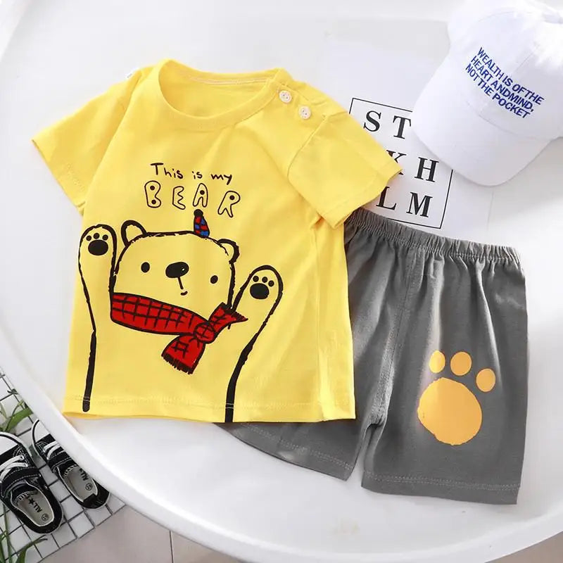 2022 New Summer Infants Clothes Short Sleeve T-shirt+shorts 2-piece For Baby Boys Girls Kids Outfit Children's Clothing Sets