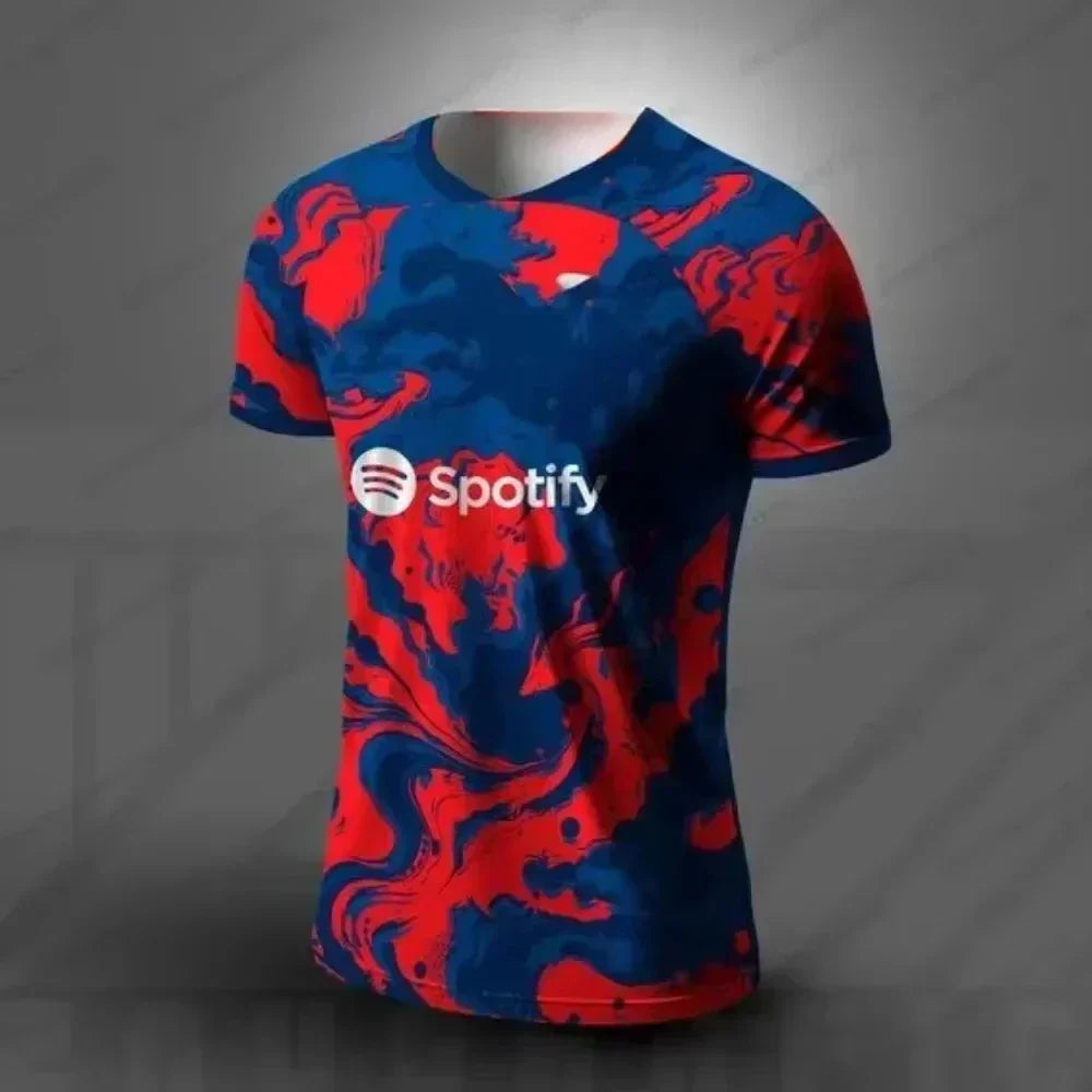 2025 Summer Barcelona Special Edition Football Jersey 3D Printed Men's Breathable Quick-drying Motorcycle Training T-shirt