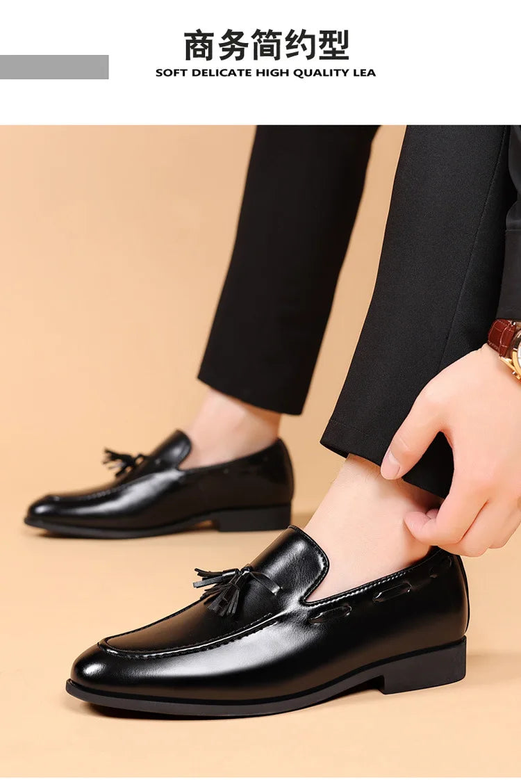 Mens Dress Shoe Fashion Male Loafers Business Wedding Shoe Men Black Elegant Classic Man Formal Leather Social Men's Lofer