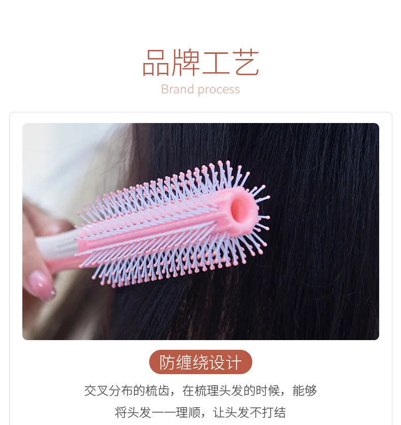 Cute Japanese Korean Massage Anti-screw Plastic Hair Brush White Curly Hair Hollow Activity Gym Untangling Hairdressing Comb