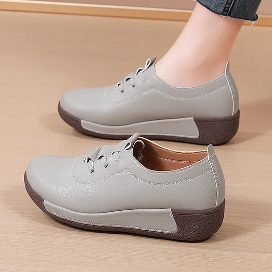 2025 Women Casual Shoes Genuine Leathe Platform Loafers for Women Wedge Sneakers Zapatos Mujer Fashion Slip on Ladies Moccasins