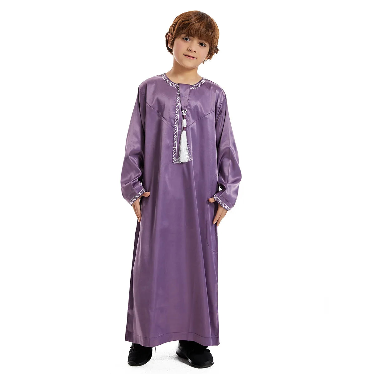 Eid Muslim Children Abaya Ramadan Jubba Prayer Thobe Boy Kids Abayas Islam Long Robe Gown Kaftan Dubai Arab Tassel Dishdasha